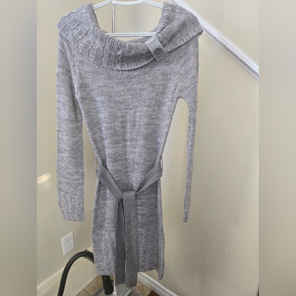 River Island Light Gray Cowl Neck Sweater Dress